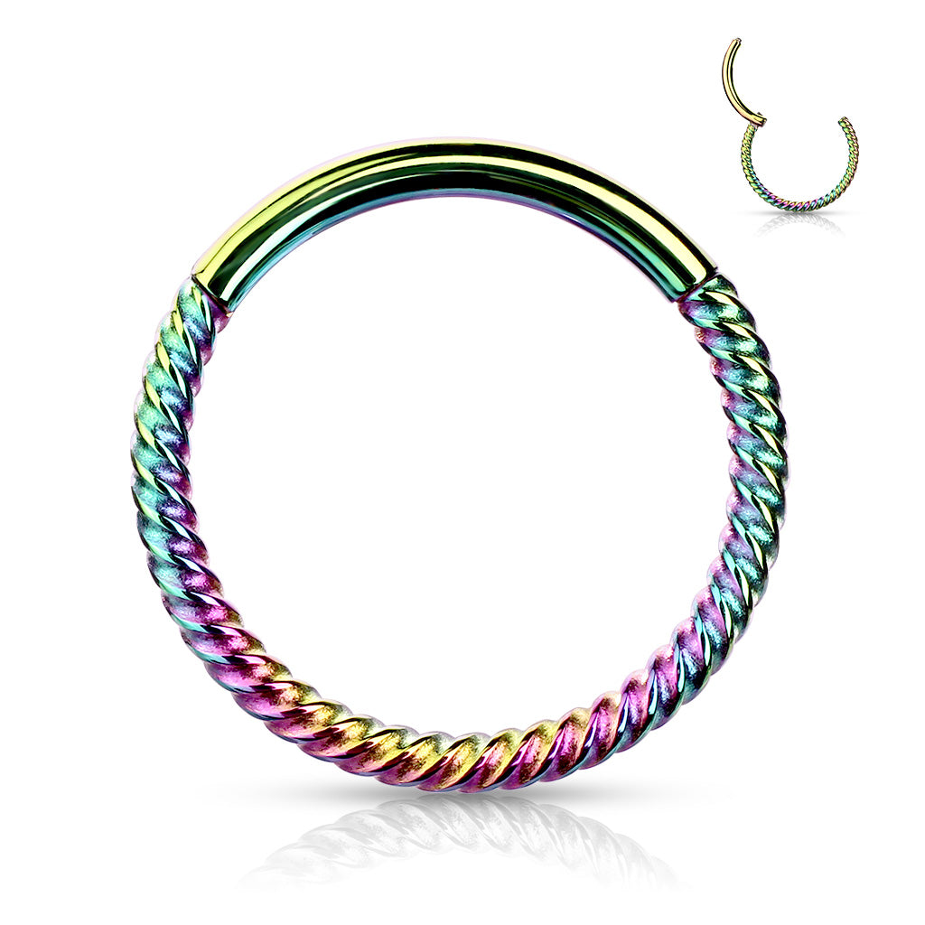 1pc Braided Style Hinged Segment Ring Septum Clicker 316L Surgical Steel