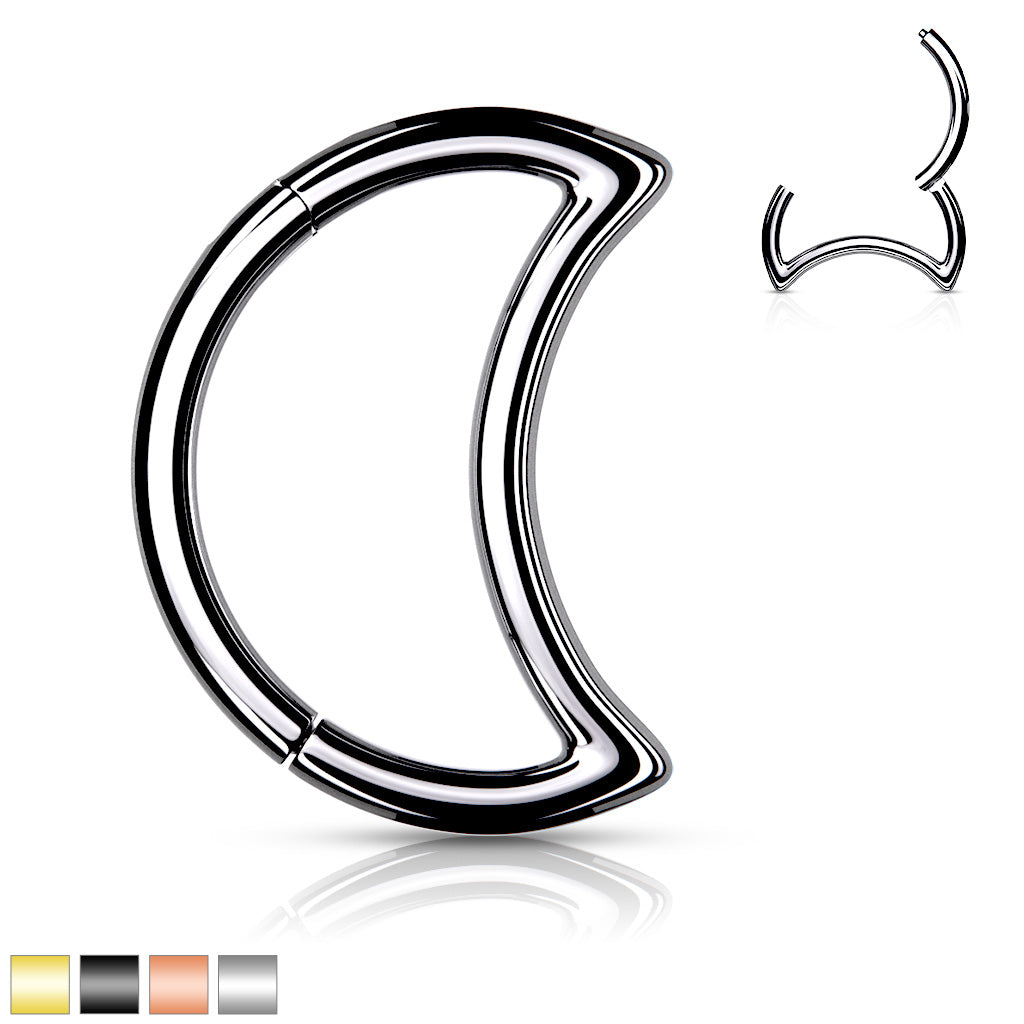 1pc Crescent Moon Hinged Segment Ring Surgical Steel Septum Hoop Helix Daith