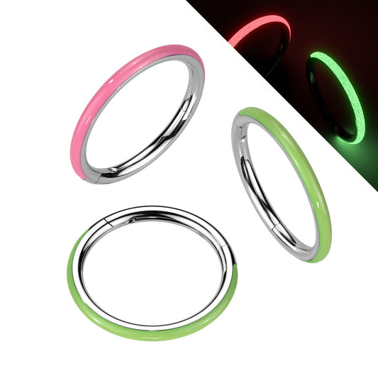 1pc Hinged Segment Ring Glow in the Dark Outer Edge Septum Hoop Helix Daith 16g