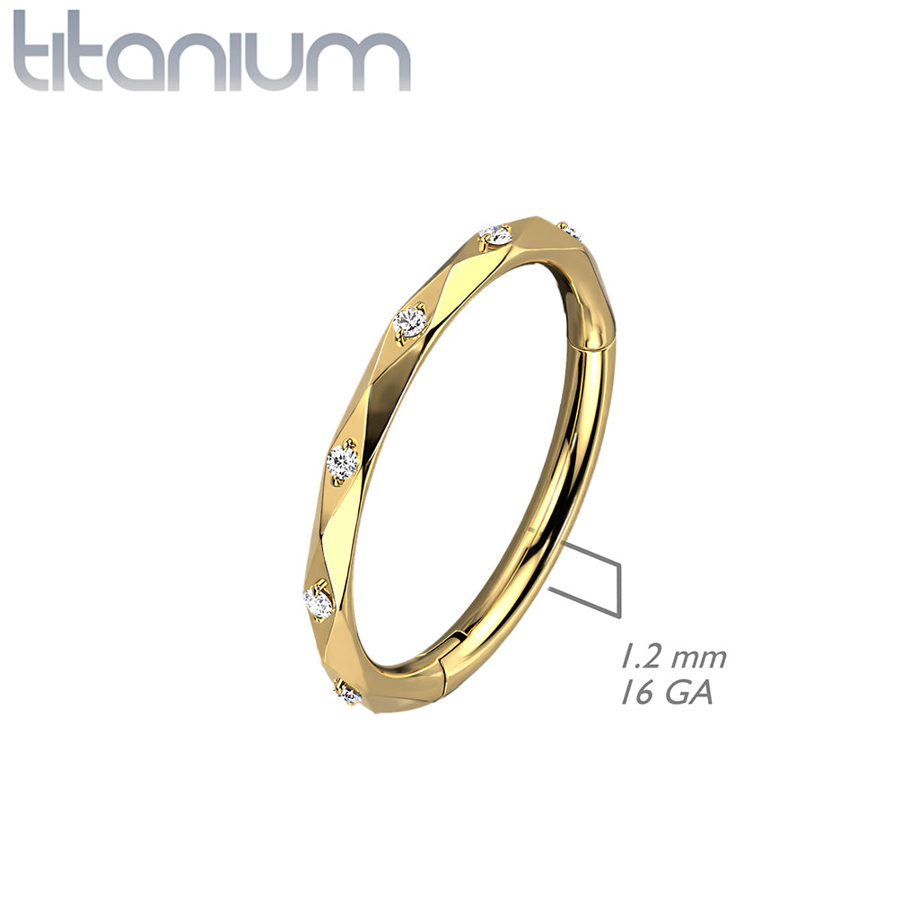 1pc Titanium Faceted CZ Gem Hinged Segment Ring Helix Septum Clicker