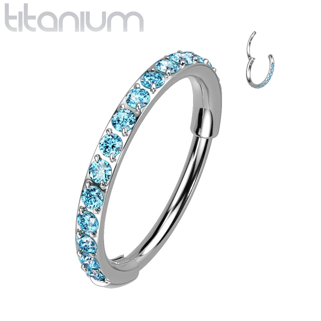 1pc Titanium Paved Outer CZ Gems Hinged Segment Ring Nose Orbital Helix