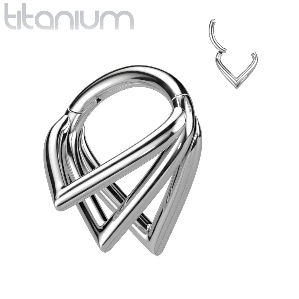 1pc Solid Titanium Triple Chevron Hinged Segment Ring Helix Cartilage Clicker