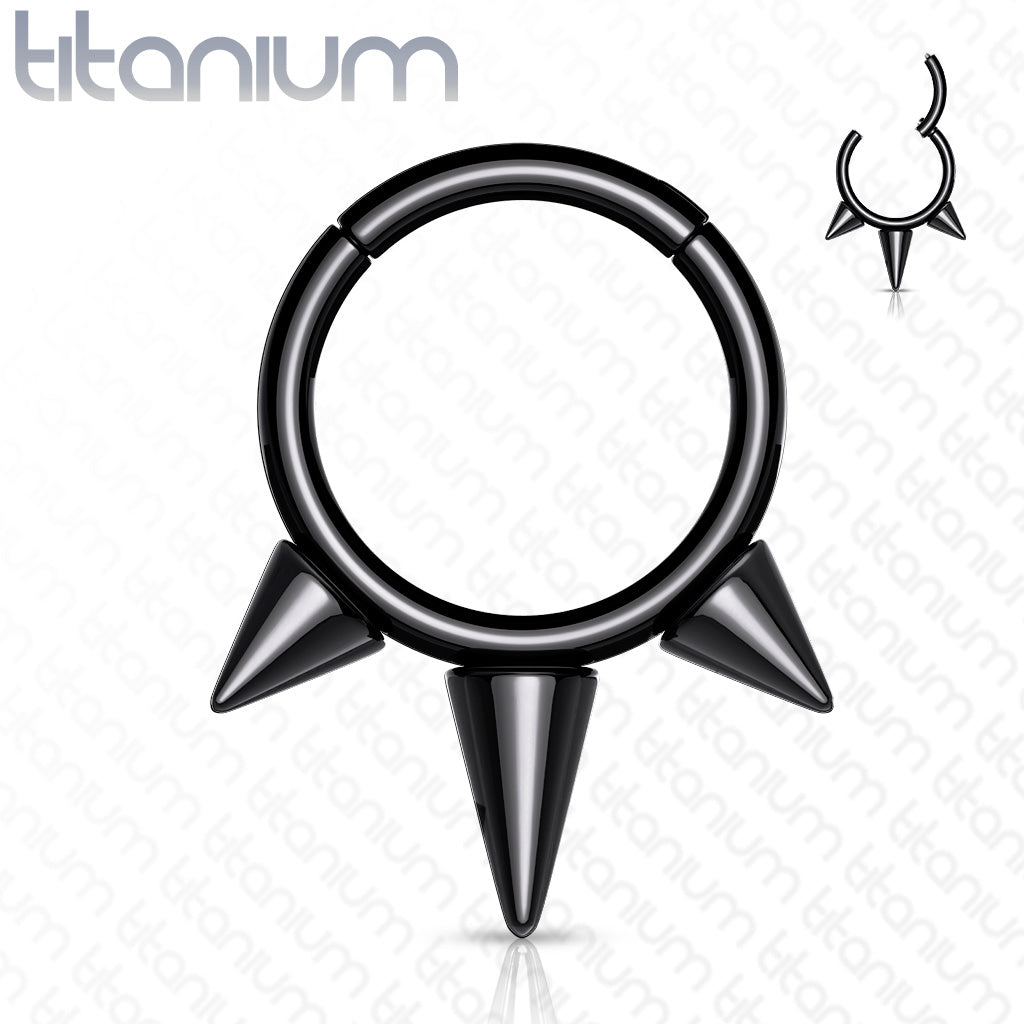 1pc Solid Titanium Three Spikes Hinged Segment Ring Helix Septum Clicker