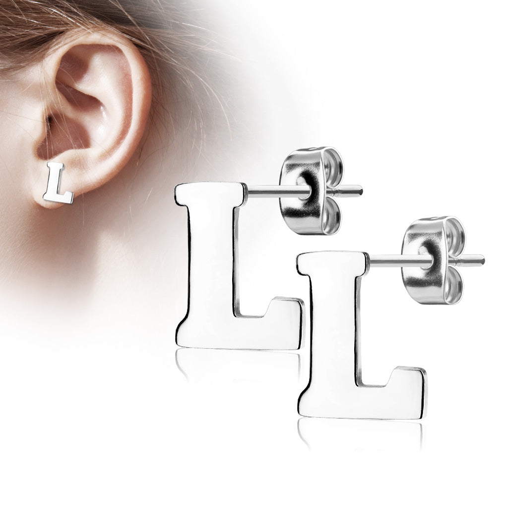Alphabet Initial Earrings 316L Stainless Steel
