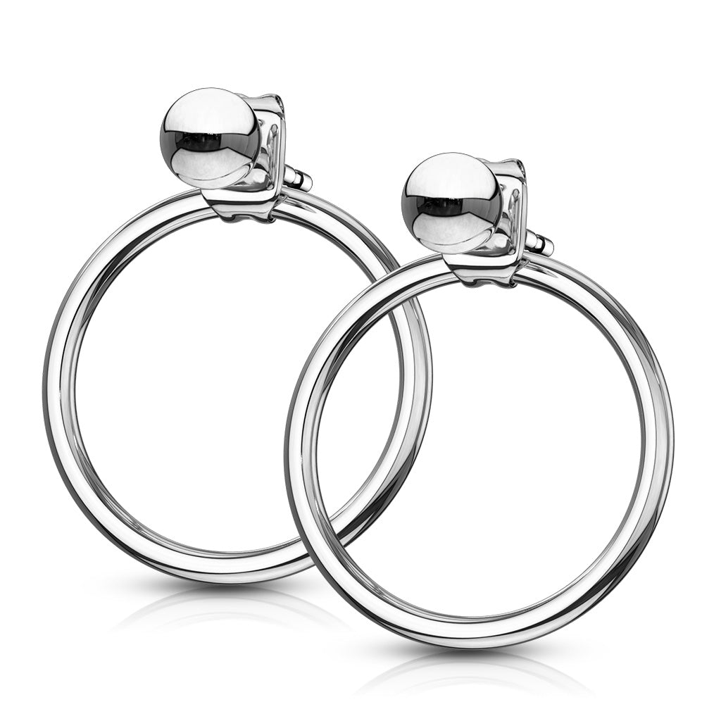 PAIR of Ball End IP Stainless Steel 20g Earrings w/ Hoop Back