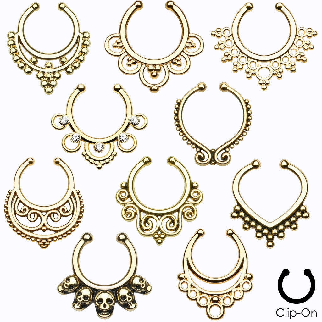 10pcs Mixed Style Non-Piercing Septum Hangers (choose silver, gold or rose gold)