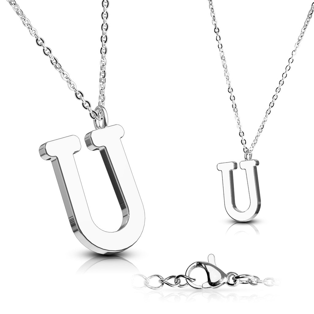 Alphabet Initial Necklace w/ 316L Stainless Steel Pendant
