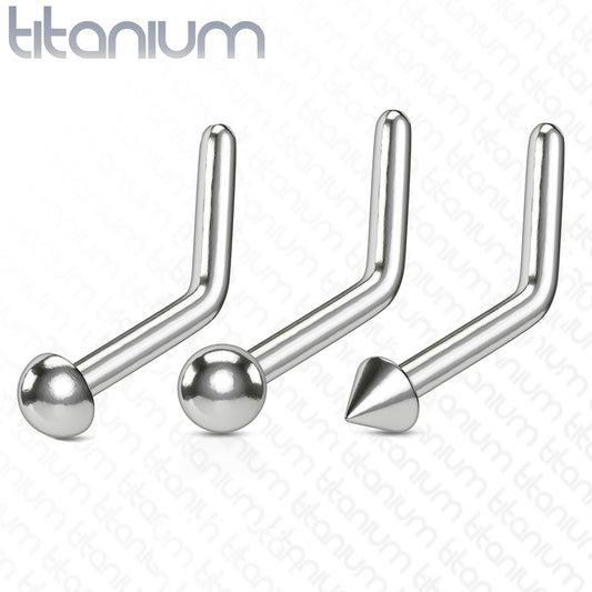 10pcs Implant Grade Titanium Dome, Ball or Spike L-Bend Nose Ring Studs Screws