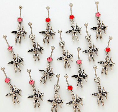 10pc Cupid Belly Rings CLEAR GEM ONLY