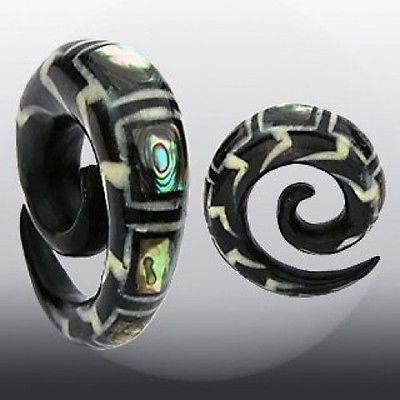 PAIR Organic Abalone Inlay Horn Spiral Tapers