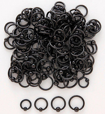 35pcs Black Titanium Anodized Captive Bead Rings