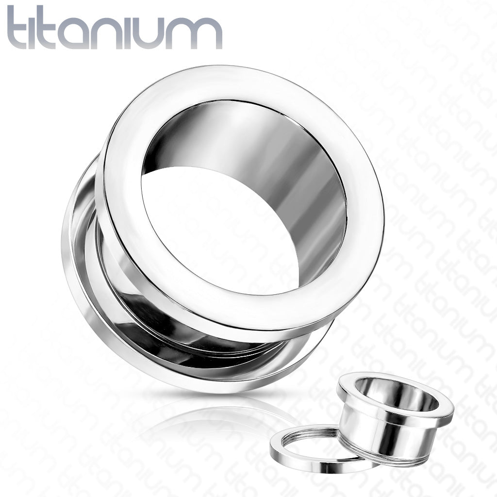 PAIR Solid Implant Grade Titanium Screw Fit Tunnels Plugs Gauges Body Jewelry