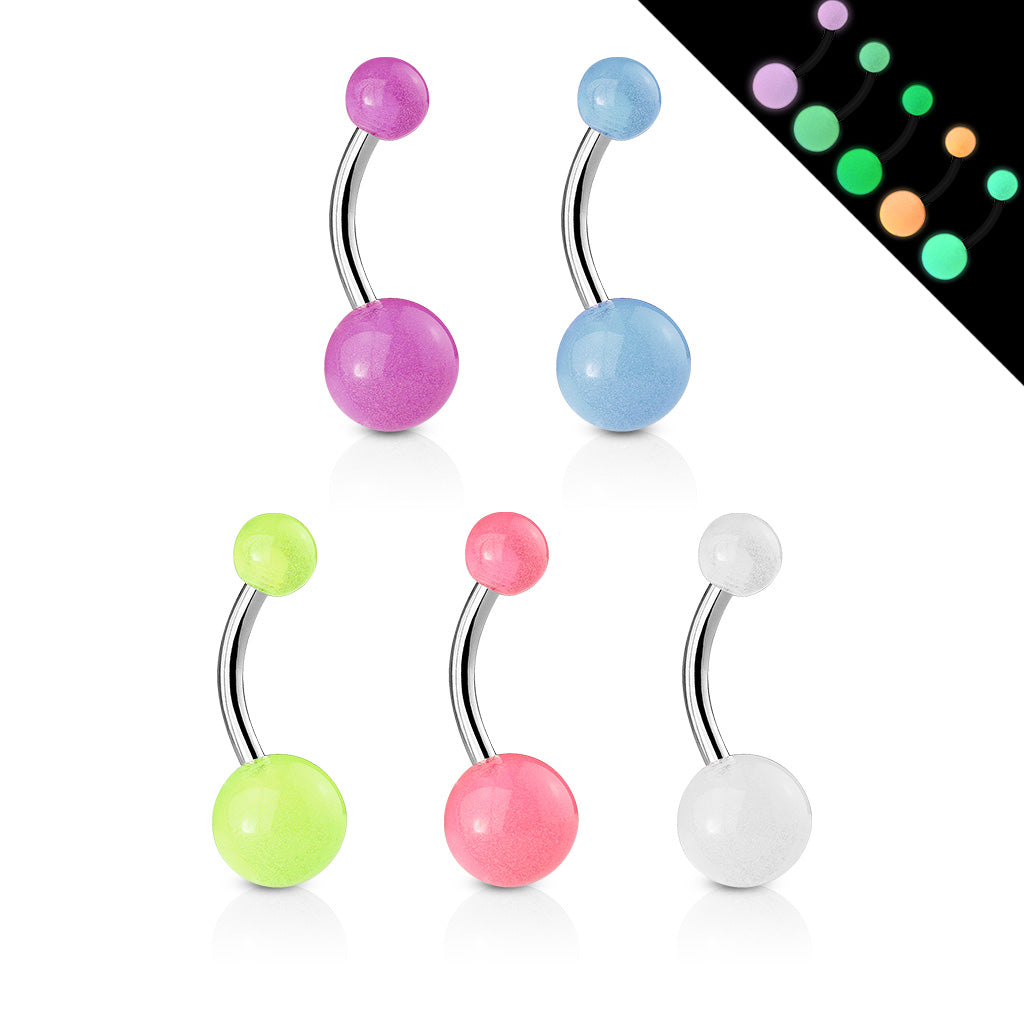 5pc Value Pack Glow in the Dark Belly Rings 14g Navel Naval Body Jewelry