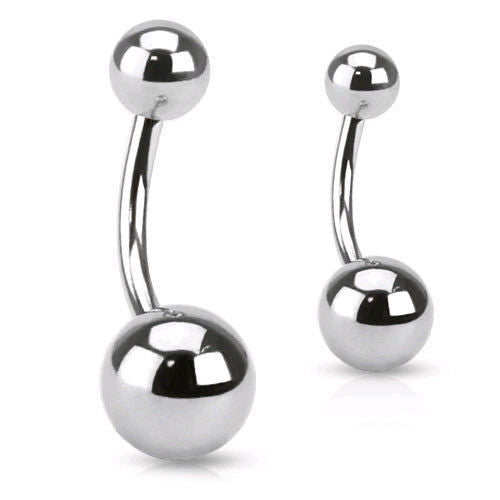 1pc Simple Surgical Steel Double Ball Belly Ring Curved Barbell Pierced Navel