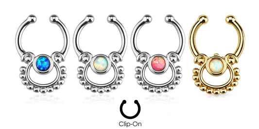 1pc Non-Piercing Single Opal Septum Hanger