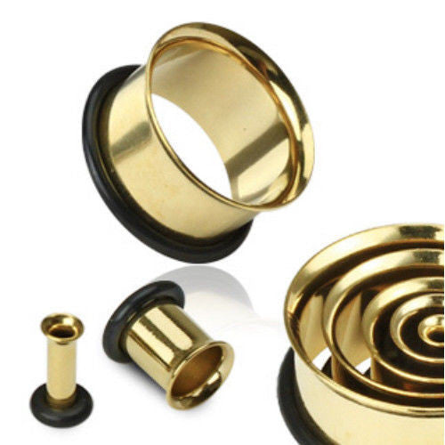 PAIR Gold Plated Steel Single Flare Tunnels