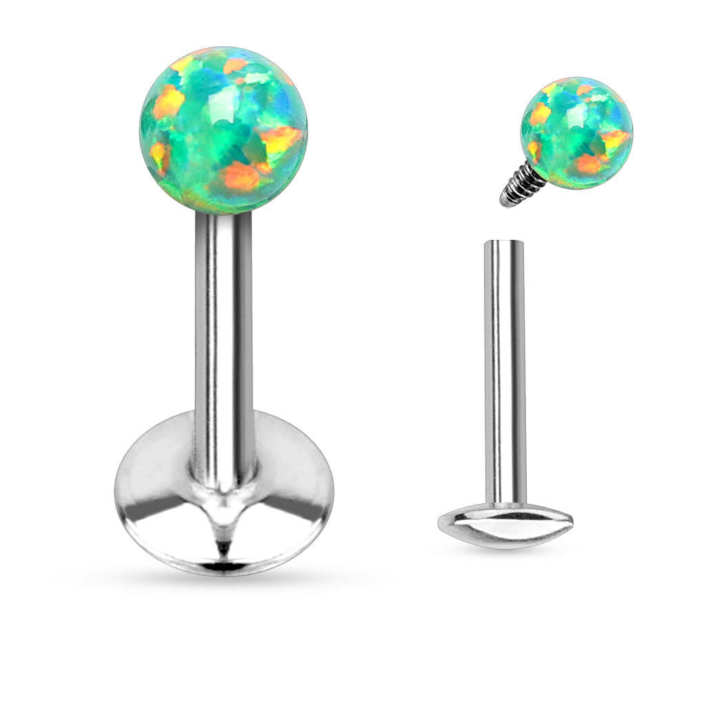 1pc Opal Ball Surgical Steel Internally Threaded Labret Monroe - choose color