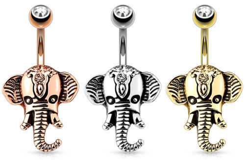 1pc Elephant Head CZ Gem Belly Ring Pierced Navel Naval