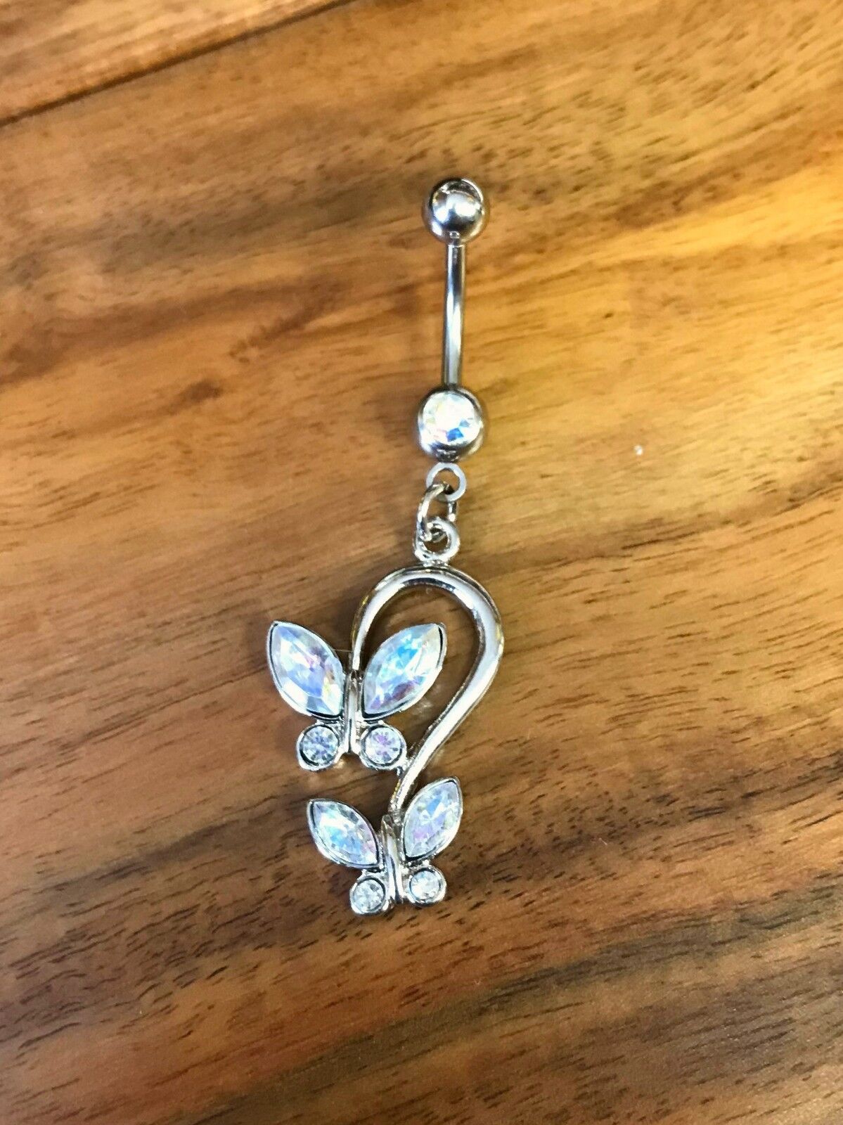 1pc Double Butterfly CZ Gems Dangle Belly Ring Navel Naval - choose your color