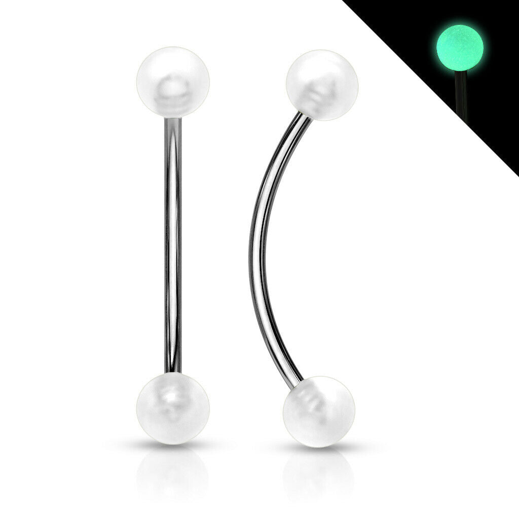 1pc Snake Eye Piercing Curved Barbell Tongue or Eyebrow Ring Glow in the Dark