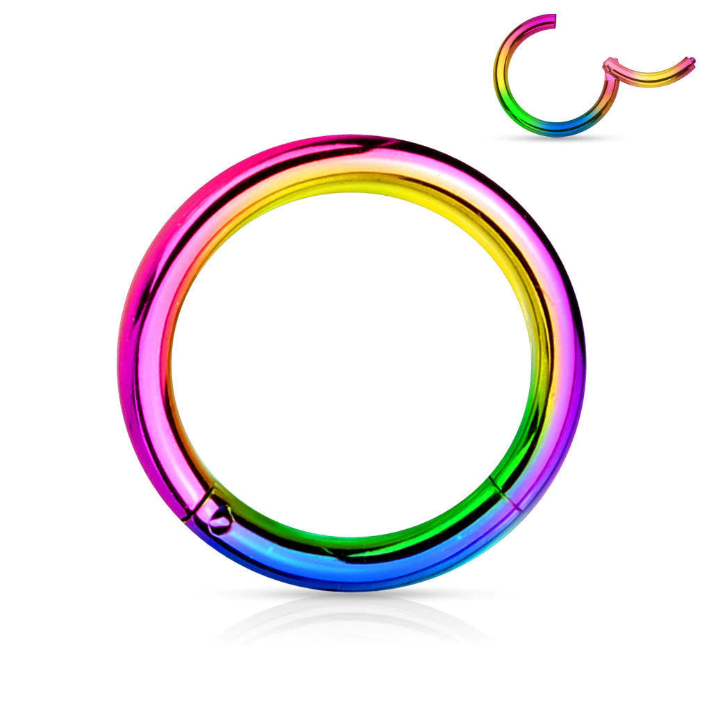 1pc Hinged Segment Ring Septum Clicker - Rainbow