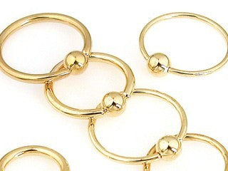 Captive Bead Rings Gold Plated 14g,16g or 18g - Pair