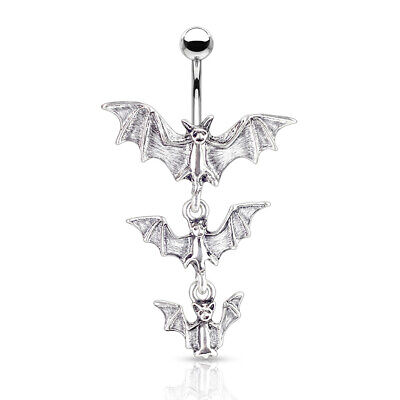 Triple Vampire Bat Belly Ring Navel Naval Gothic Halloween