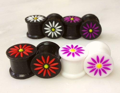 Flower Silicone Plugs - 4 pair set