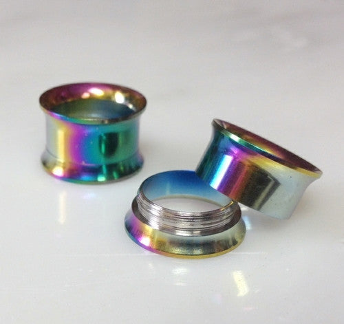 Internally Threaded Double Flare Tunnels Rainbow - PAIR