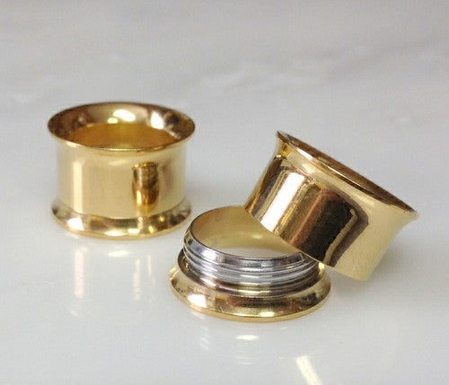 Internally Threaded Double Flare Tunnels Gold- PAIR