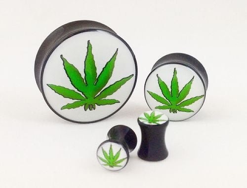Logo Plugs Pot Leaf Marijuana - PAIR