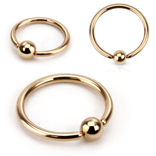 Captive Bead Rings Rose Gold Ion Plated 14g or 16g - Pair