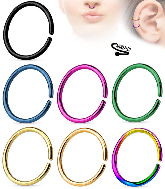 7pcs Titanium Ion Plated Annealed Hoops