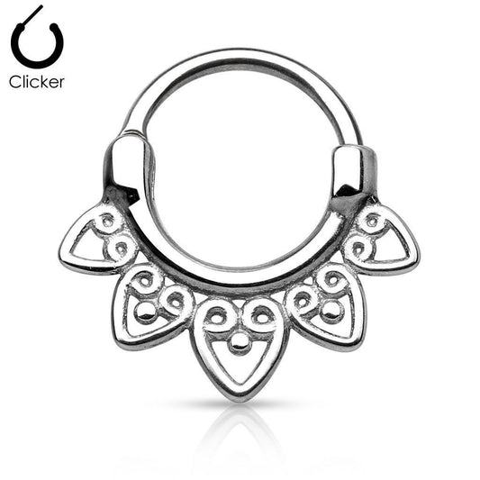 1pc 100% SURGICAL STEEL Tribal Fan Septum Clicker