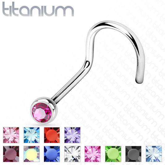 1pc Implant Grade 23 Titanium Nose Screw Ring w/Press-Fit Gem