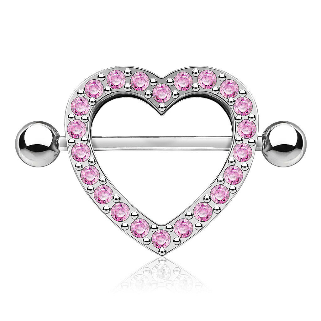 PAIR Gem Paved Heart Nipple Shields Rings Body Jewelry – JSW Body