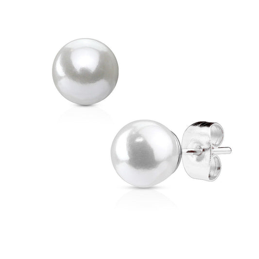 Synthetic Pearl 316L Surgical Steel Stud Earrings
