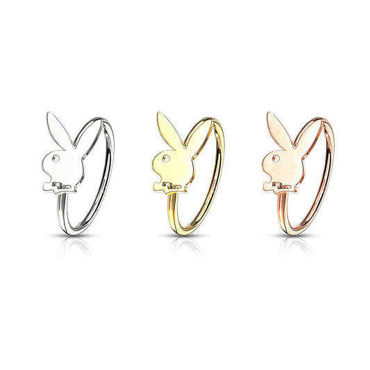 1pc Playboy Bunny 20g 8mm Hoop Nose Ring Nostril Steel Officially Licensed