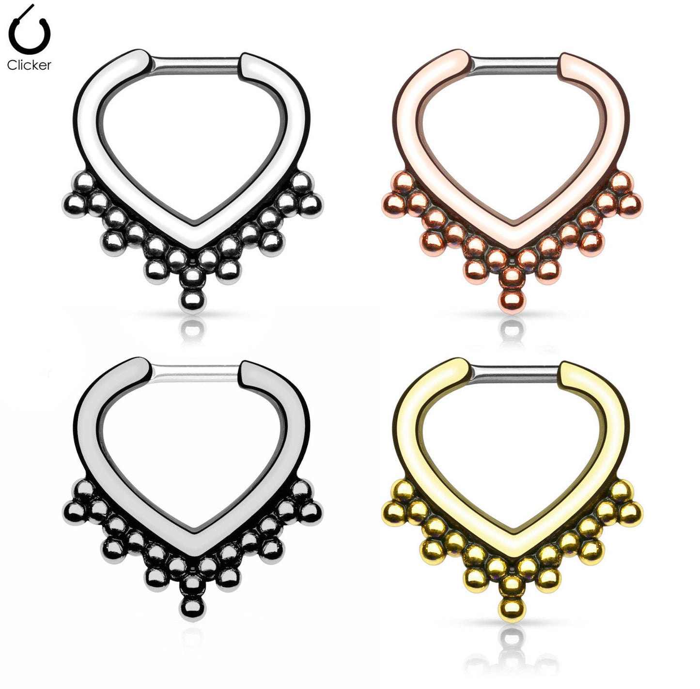 Beaded Trim Style Septum Clicker Rings