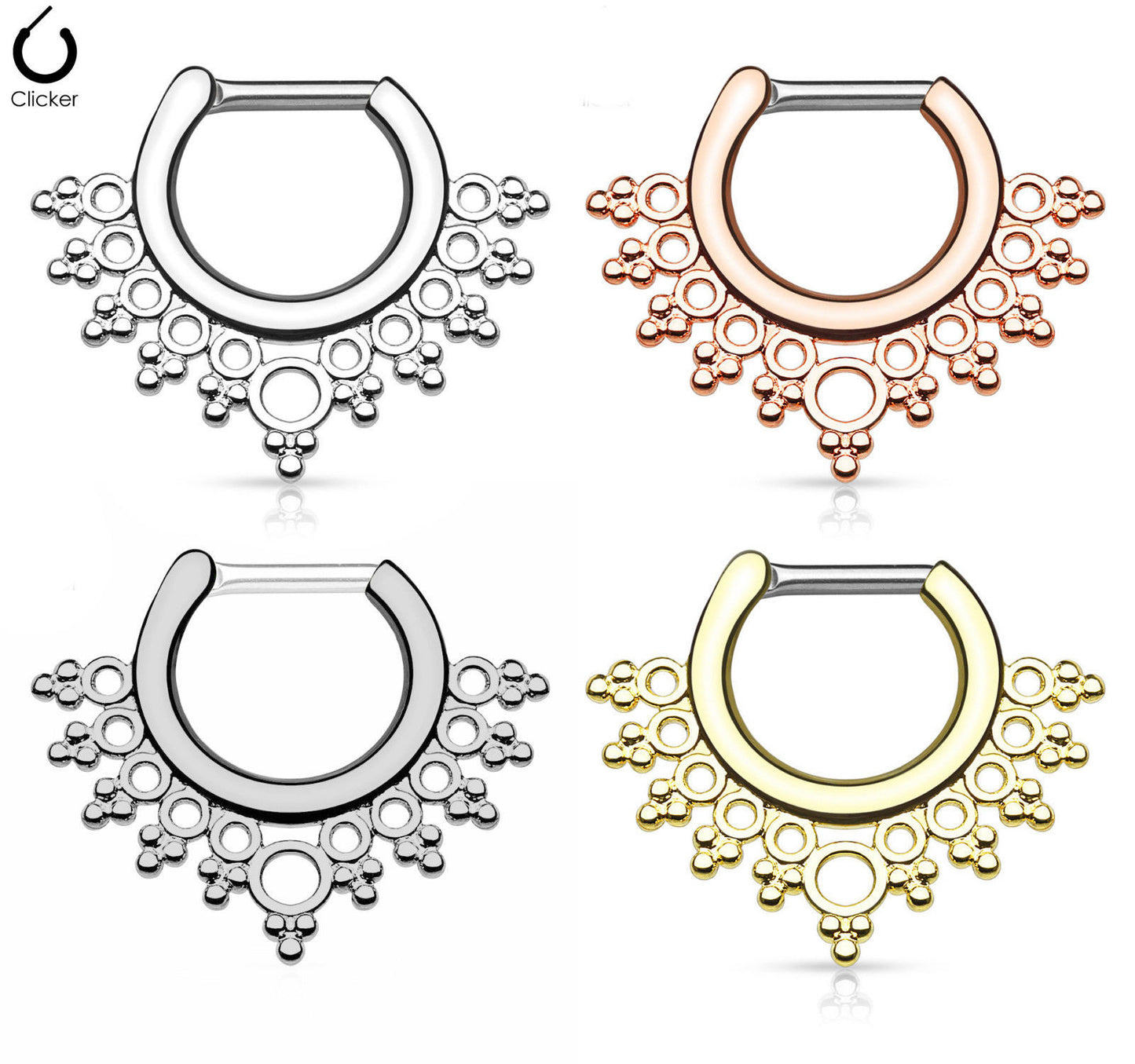 Lacey Edge Style Septum Clicker Rings