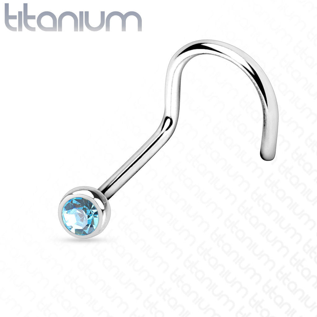 1pc Implant Grade 23 Titanium Nose Screw Ring w/Press-Fit Gem