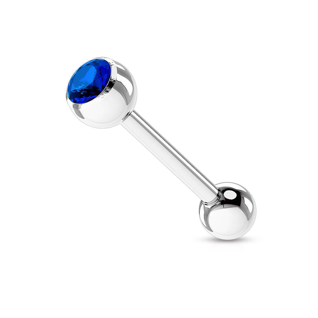 1pc Press-Fit Gem 316L Surgical Steel Barbell Tongue Tounge Ring 14g 5/8" (16mm)