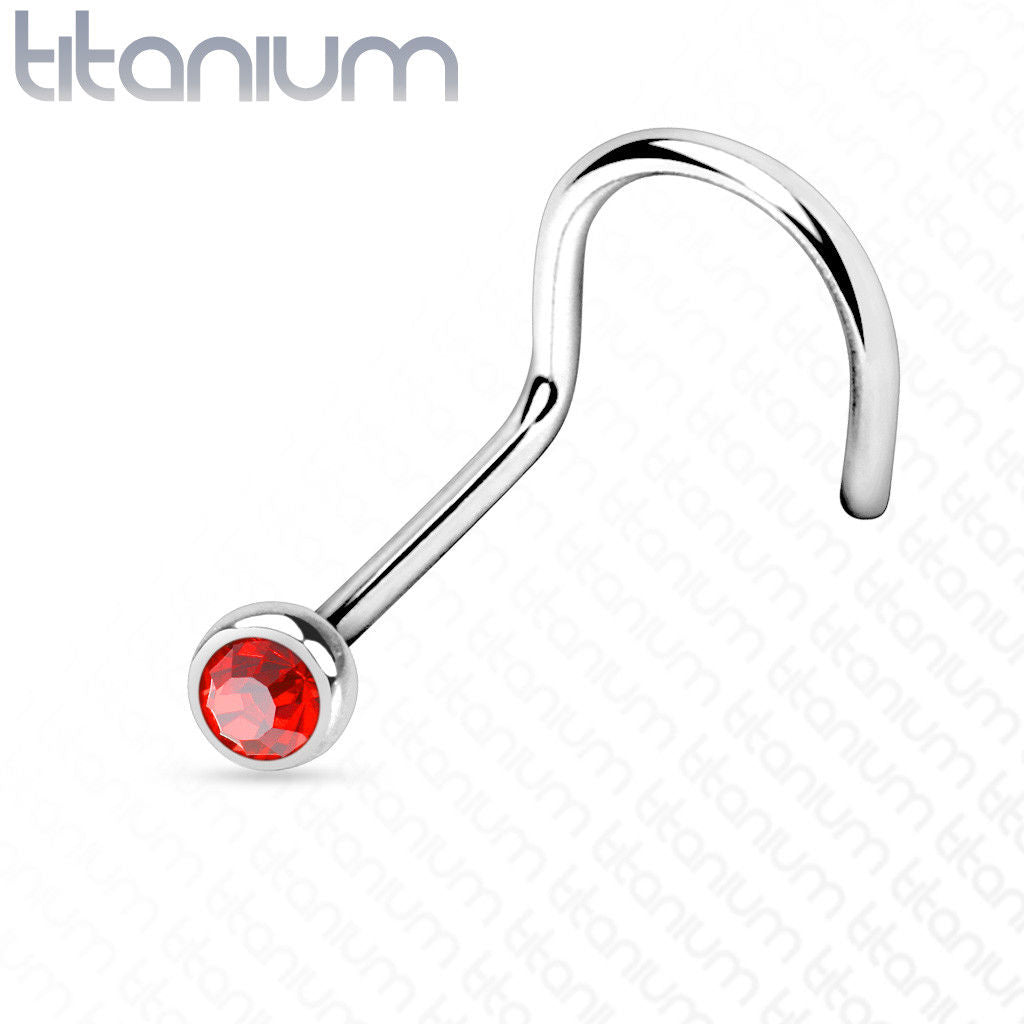 1pc Implant Grade 23 Titanium Nose Screw Ring w/Press-Fit Gem