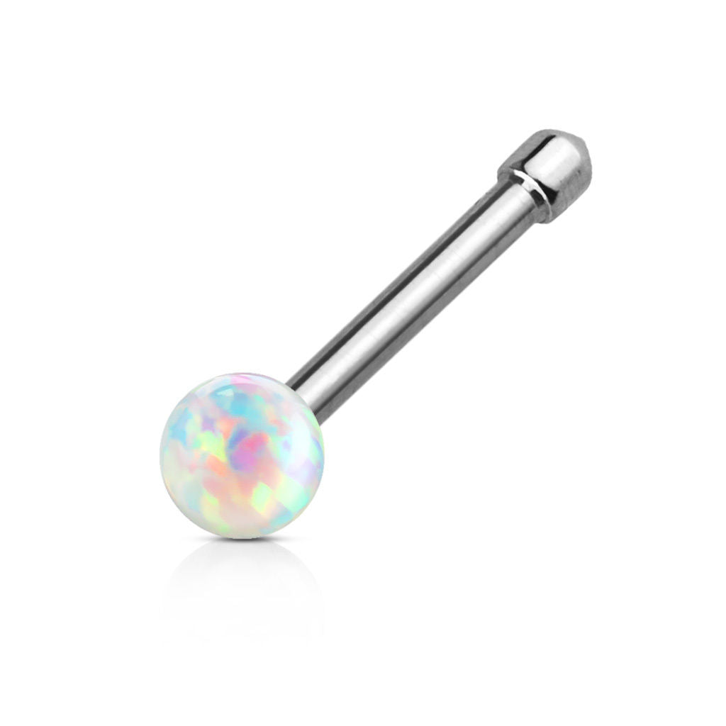 1pc Opal Ball Surgical Steel 20g Nose Stud Bone Ring