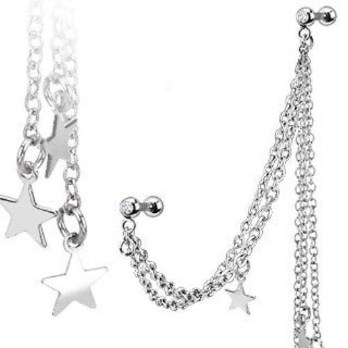 1pc Chain Linked Stars Ring with Cartilage/Tragus/Helix Barbell