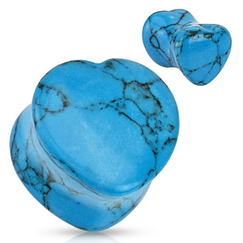 PAIR Heart Shaped Turquoise Stone Plugs