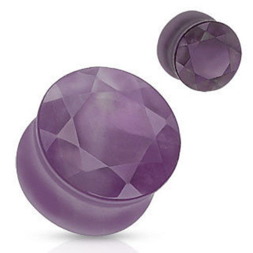 PAIR Faceted Amethyst Stone Plugs