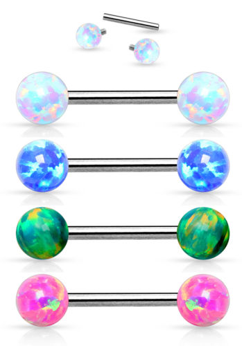 1pc Internally Threaded Opal Ball Nipple / Tongue Ring
