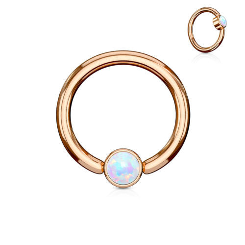 1pc Opal Set Flat-Back Rose Gold Captive Bead Ring