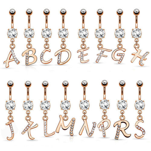 14kt Rose Gold Plated Inital Belly Navel Ring